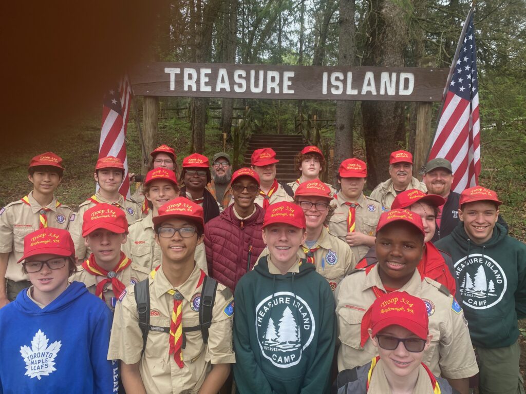 Scouts BSA Troop 334 at Treasure Island Camp.